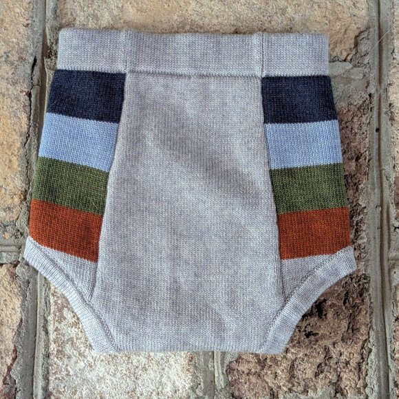 NEW Sloomb Underwoolies Boxcar Stripe Size 1 - Grey with rust, green, and blue - Picture 2 of 4